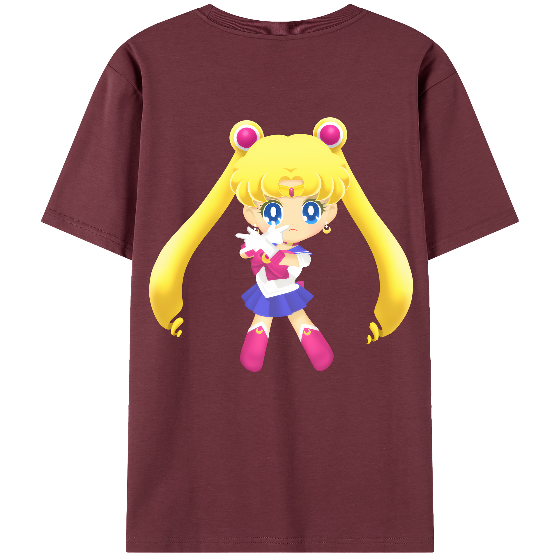 （画像用） 美少女戦士セーラームーン 月野 うさぎ つきの うさぎ Sailor Moon Tsukino Usagi 綿100％半袖Tシャツ（背面プリント）